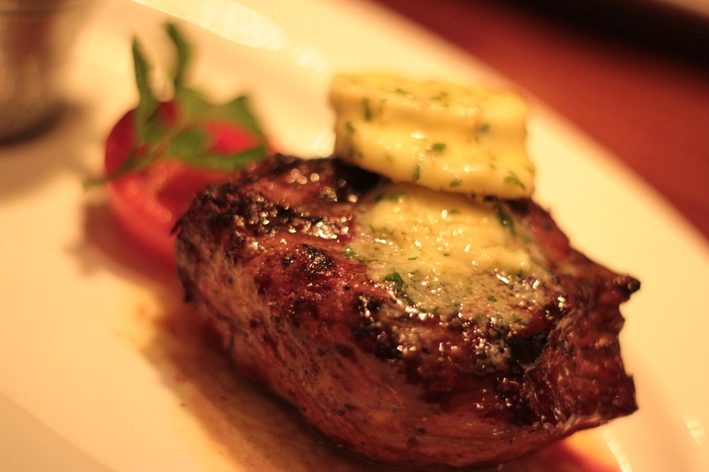 The Rump Steak with garlic butter