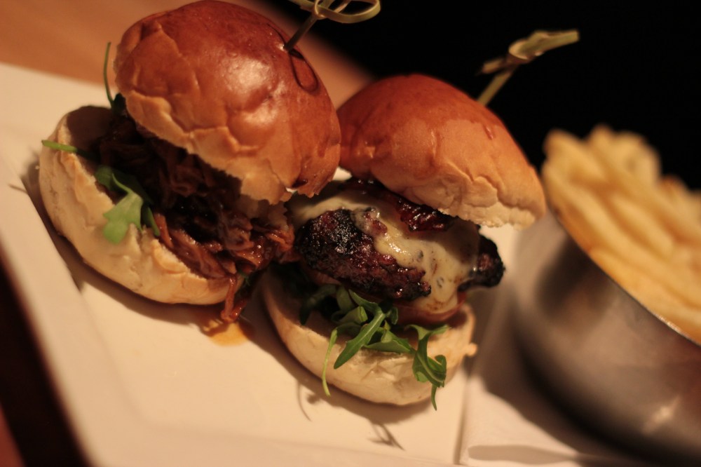 Sliders. Pulled pork and cheeseburger