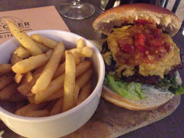 The burgers are served open-faced.