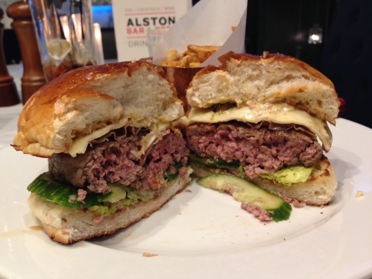 Inside the burger. Very well-cooked!