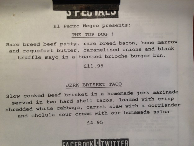 El Perro Negro Menu