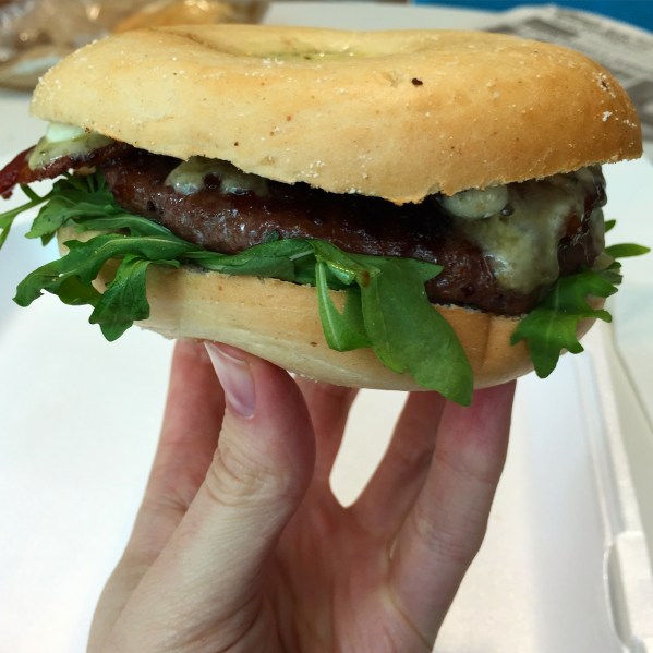 It's a burger on a bagel.