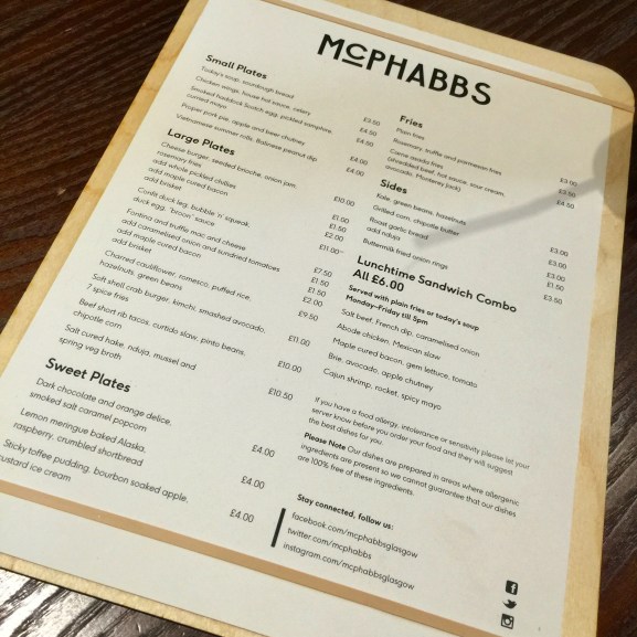 McPhabbs menu